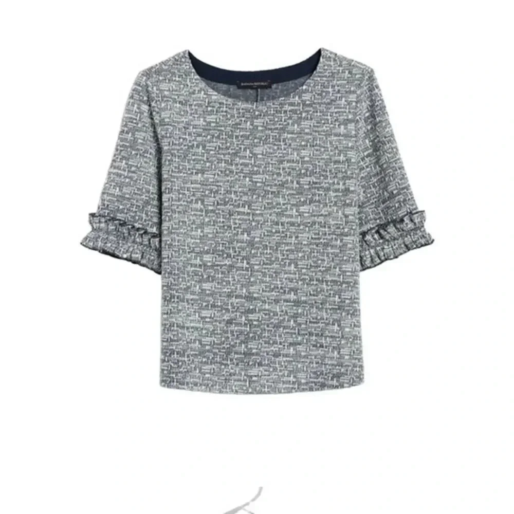 Banana Republic Women's Dark Navy & White Poly/ Cotton/Rayon